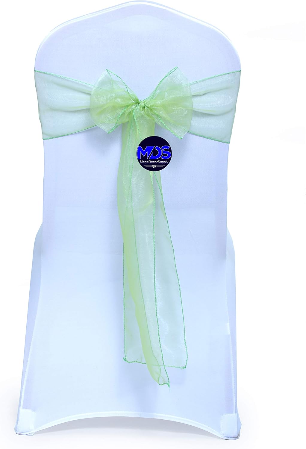 MDS Pack of 100 PCS Organza Chair Sashes Wider Dining Chair Bows Ribbon Tie Back for Wedding Party Birthday Bridal Shower Reception Event Banquet Home Chair Cover Decoration - Apple Green