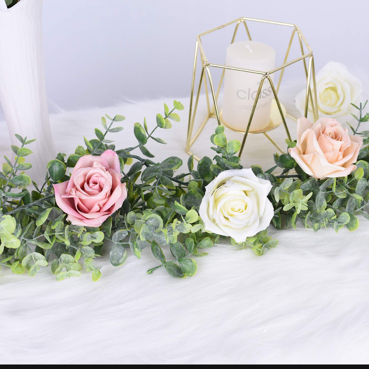 DearHouse Faux Eucalyptus Garland Plant, 2 Pack Artificial Vines Hanging Eucalyptus Leaves Greenery