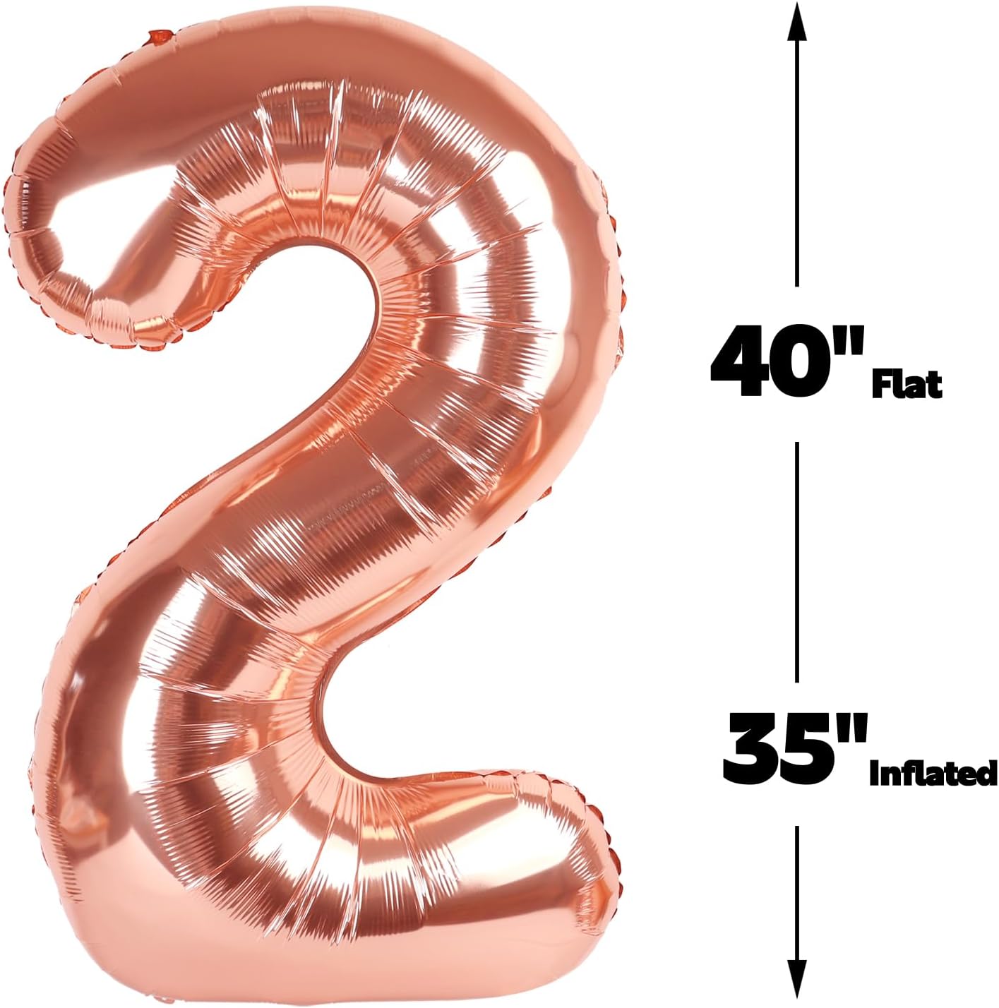 Big 40 Inch Rose Gold 2 Number Balloon Birthday Decoration, Rose Gold Number 2 Helium Balloons 12 20 22 23 24 26 28 32 42 Celebration, Boy Girl Baby Anniversary Party Graduations Supplies