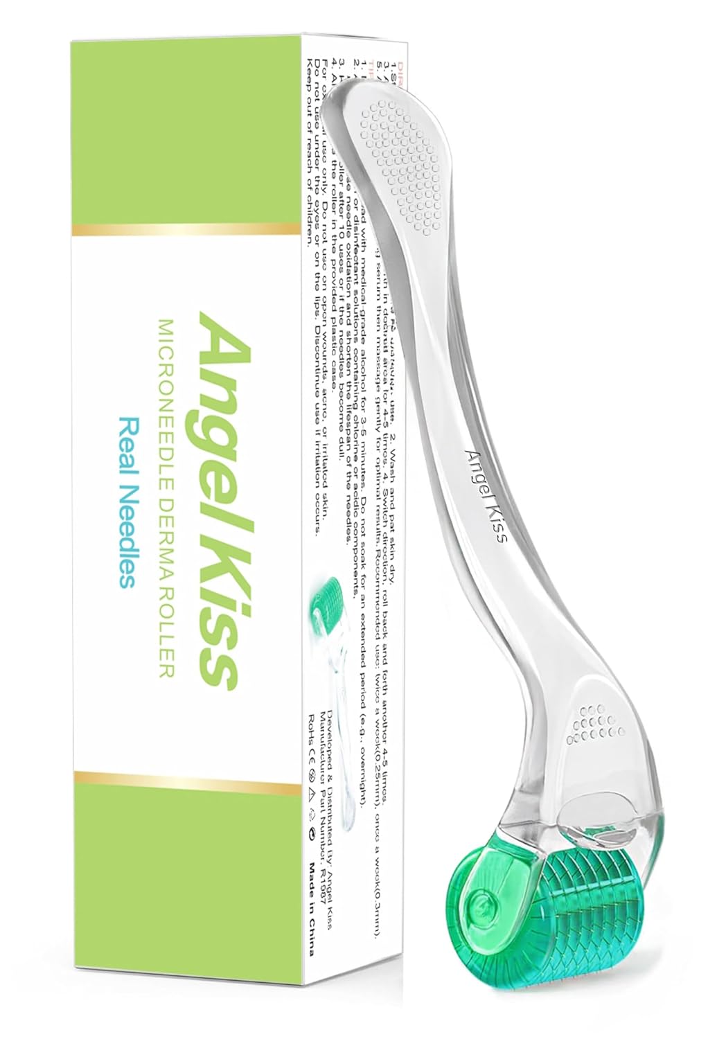 Derma Roller Titanium Real Needle 0.25mm - Angel Kiss 192 Individual Microneedling Roller with Case - Dermal Roller for Face - At Home Facial Skin Roller for Women Men