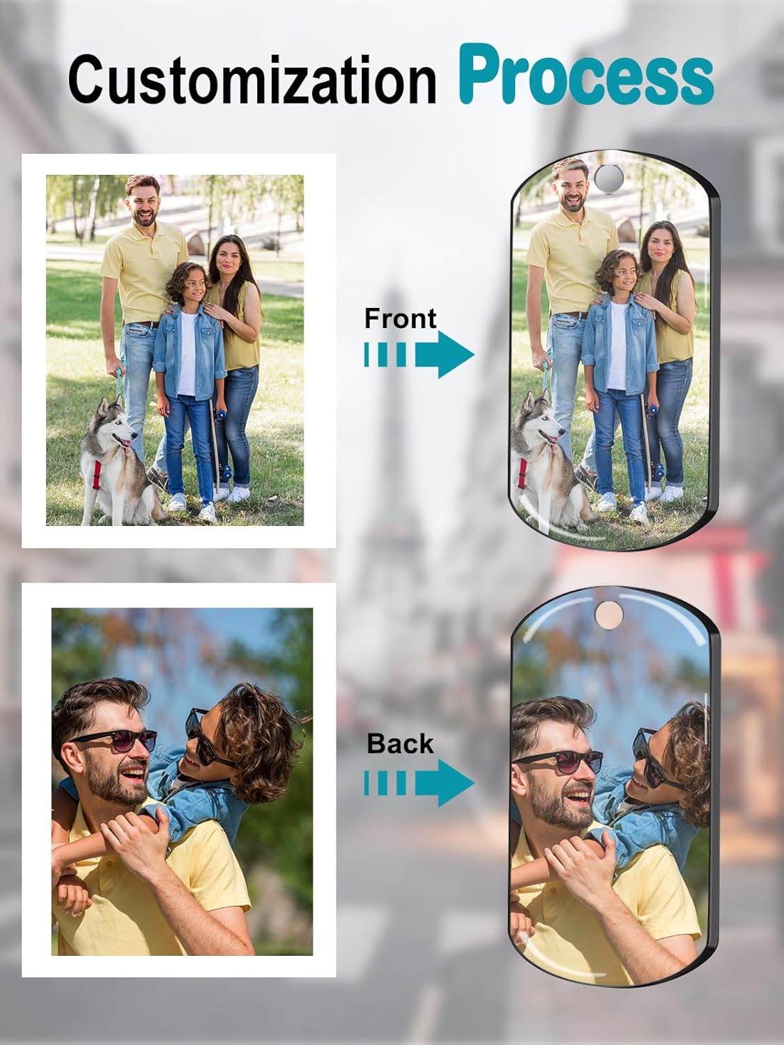 Custom Keychain with Picture - Personalized Photo LOGO Text Customized Key Chain for Boyfriend Dad Men Gifts