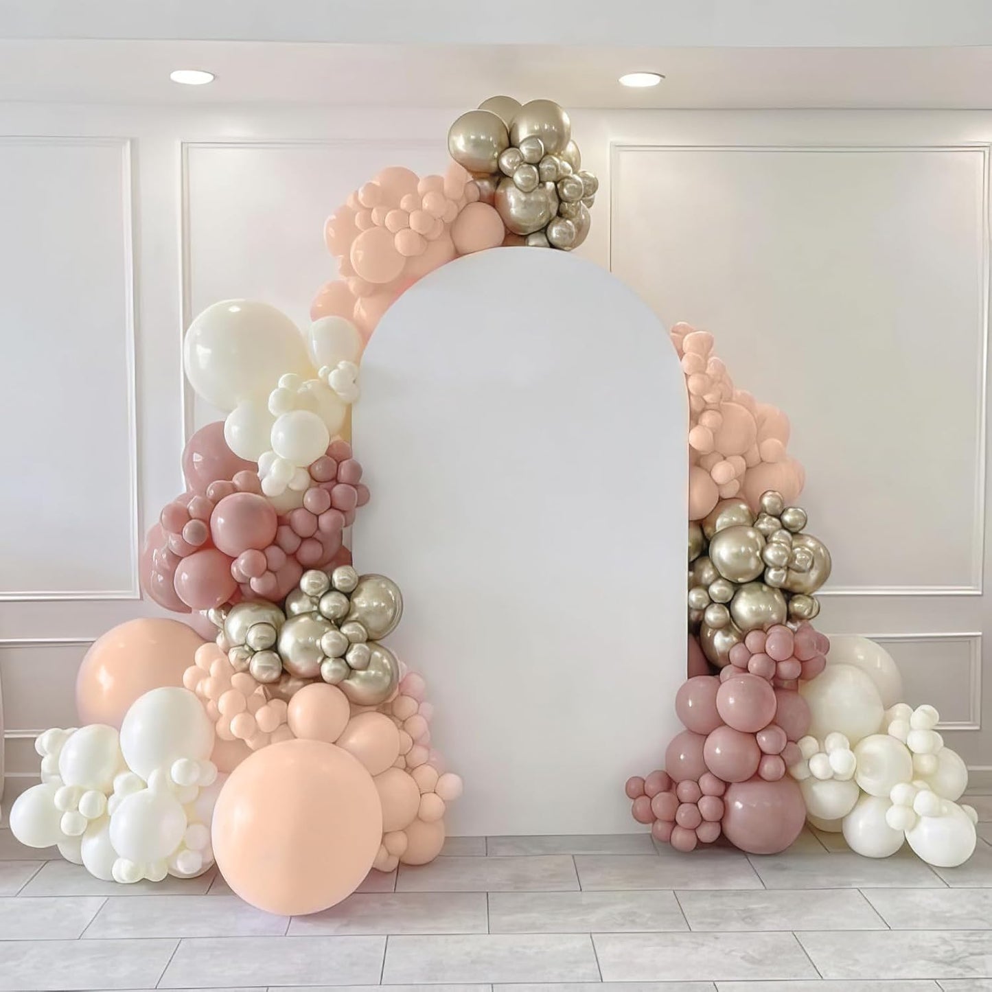 Dusty Pink White Balloons, 50Pcs 12 Inches Pink Sand White Metallic Gold Birthday Balloons for Girls Birthday Party Wedding Anniversary Bridal Engagement Baby Shower Decorations