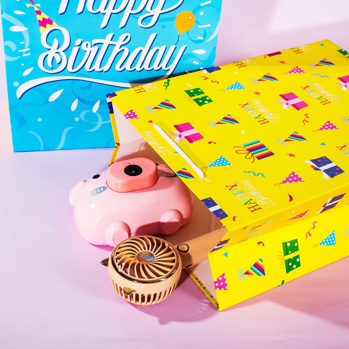 Birthday Gift Bag with Handle and Tissue Paper, 12 Pcs Gift Bags Assorted Sizes and Designs, Large