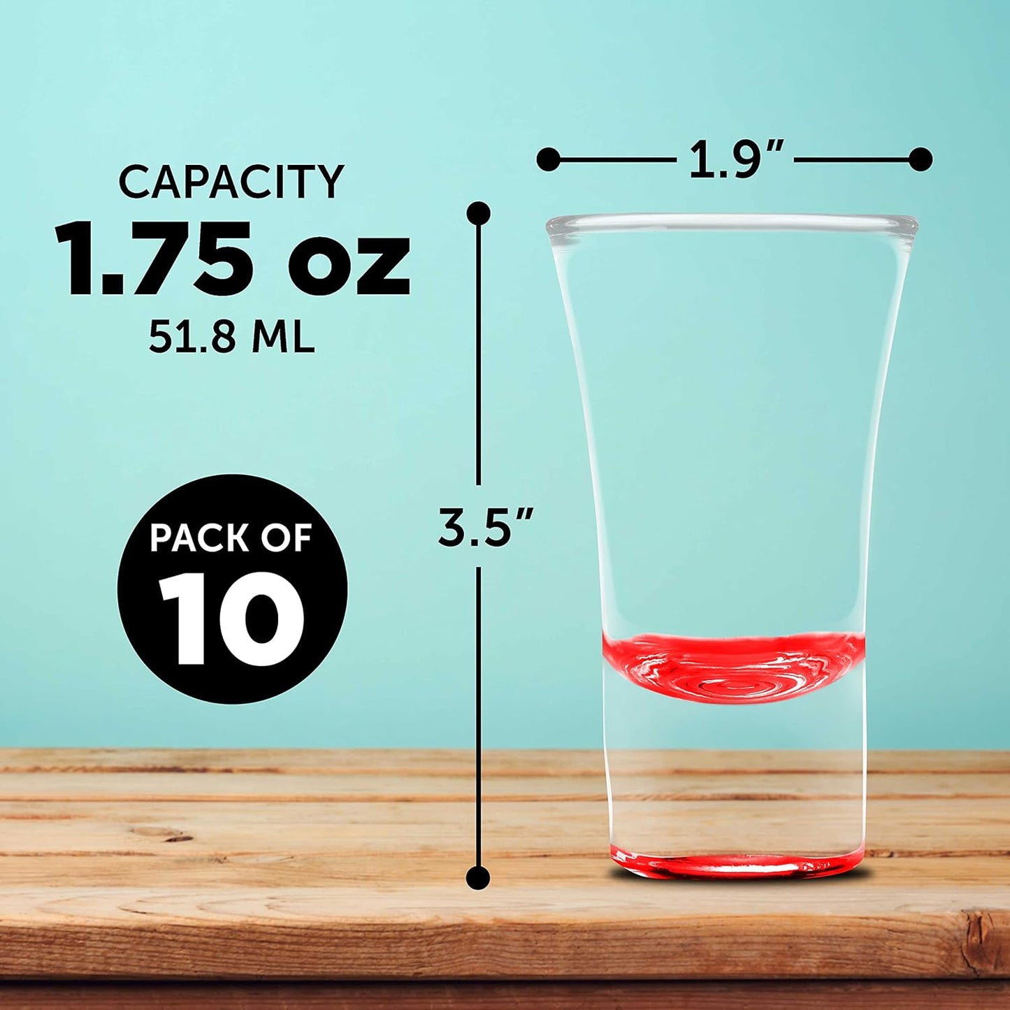 DISCOUNT PROMOS 2 oz. Lord Shooter Etched Shot Glasses, 10 pack, 21st Birthday Party, Lounge Glassware, Red