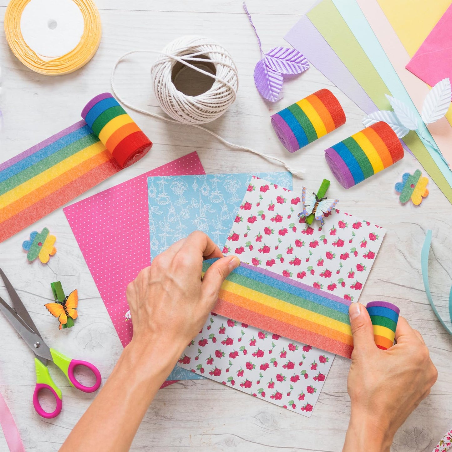 PIGETALE 6 Rolls Rainbow Party Streamers Crepe Paper DIY Art Crafts