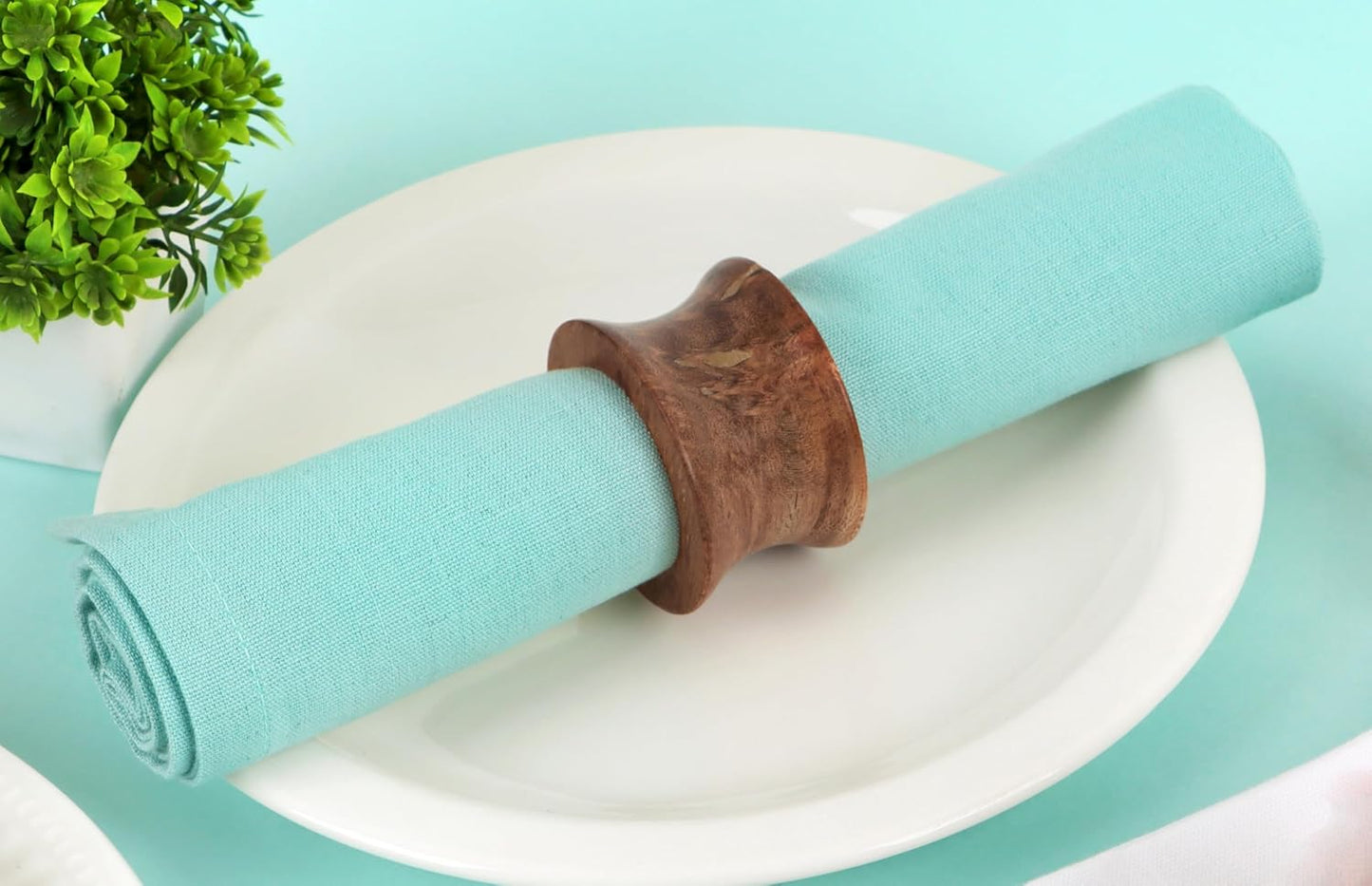 Wooden Napkin Rings Set of 12 Fall Decor for Home Round Acacia Wood Napkin Holders for Dining Table Settings Wood Napkin Ring Rustic Table Décor for Weddings, Parties, and Everyday Use - CLEENTABLE