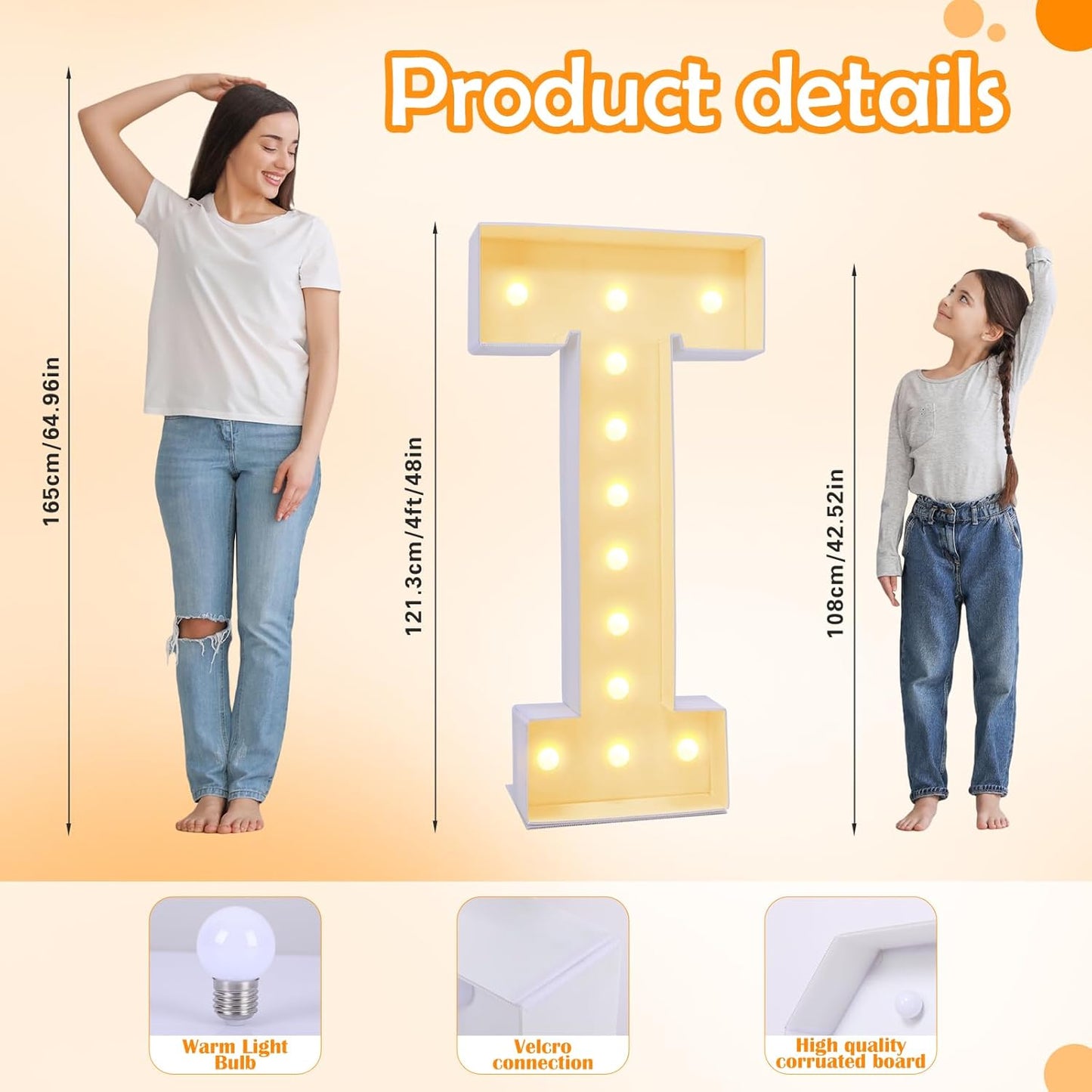 4ft Marquee for Letters T, Large Light up Letters, Multifunctional Large Marquee for Letters 4 Feet Tall for Party Decorations, Letter Balloons, Wedding Decor, Proposal Decorations (Letters T)