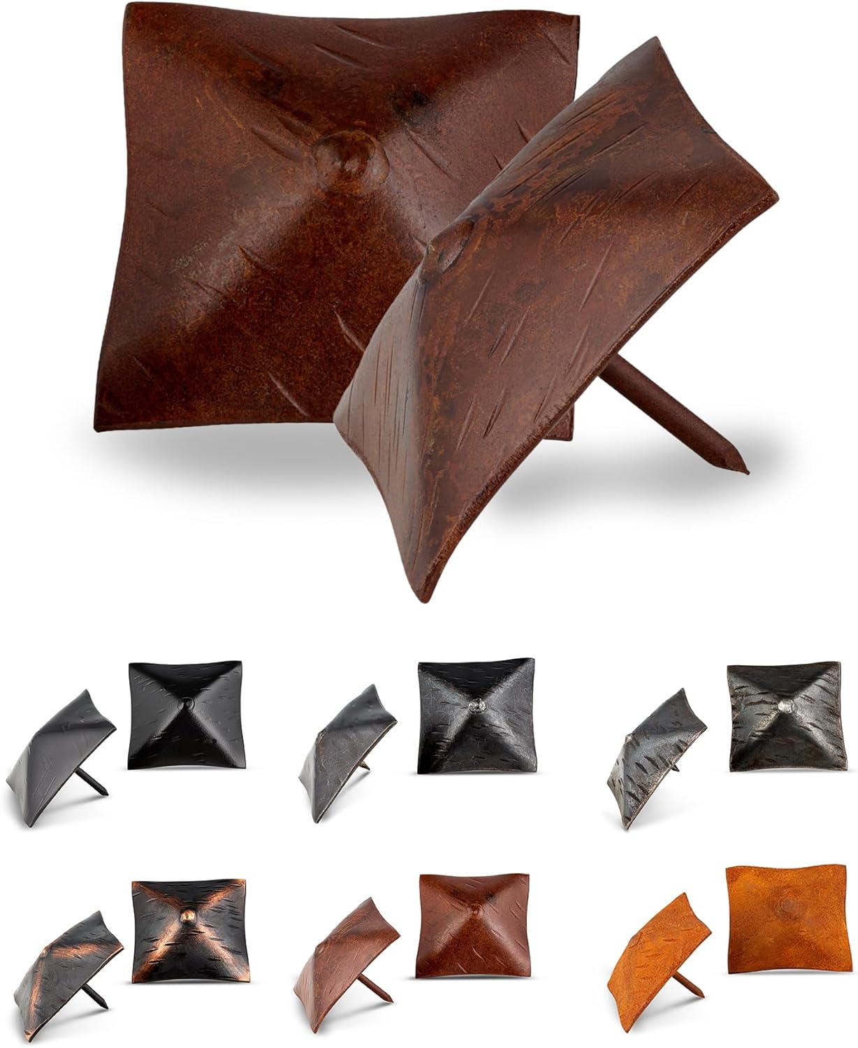 100 Pack 2" Square Head Iron Clavos Decorative Nails – Sealed Rusted – Handmade Rustic Square Fasteners for Farmhouse Shutters, Faux Wood, Barn Doors, Shutters, and Gates – Ornamental Wood Accent