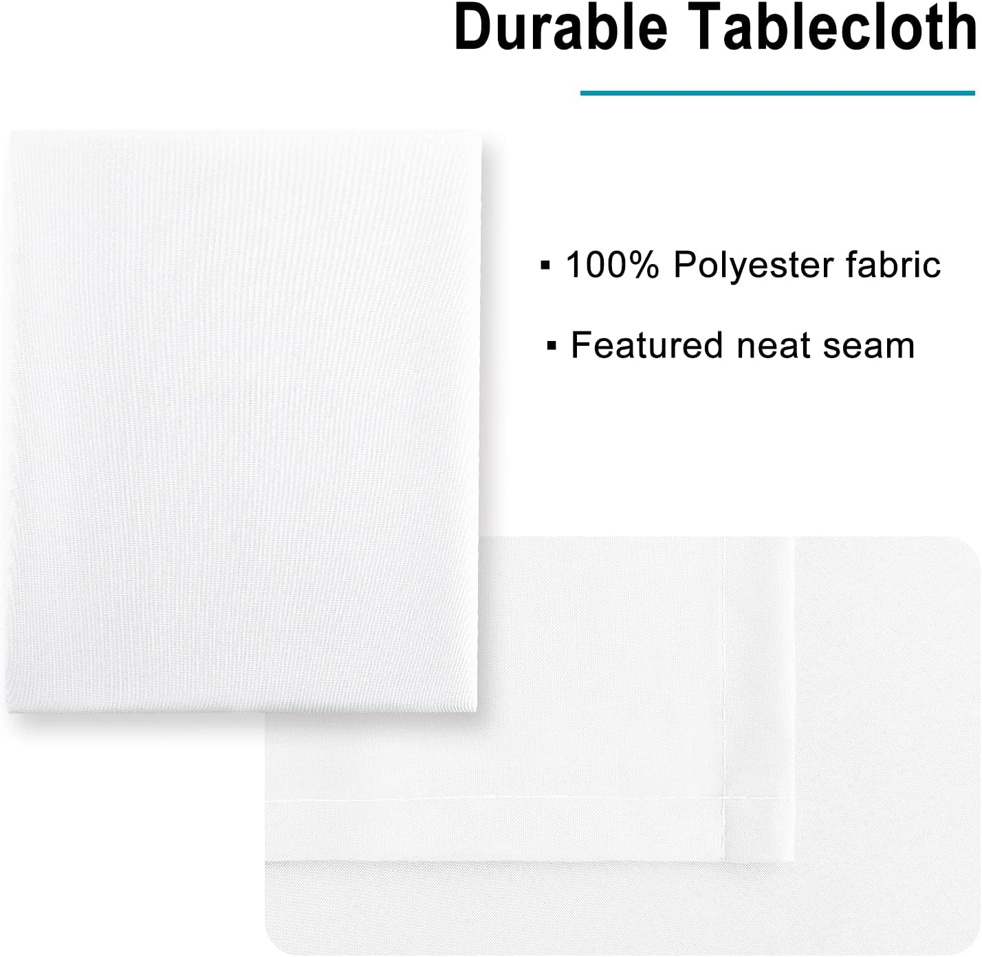 Hiasan White Tablecloth for Square Tables - Waterproof and Spillproof Washable Fabric Table Cloth for Dining Room Kitchen Party, 40 x 40 Inch