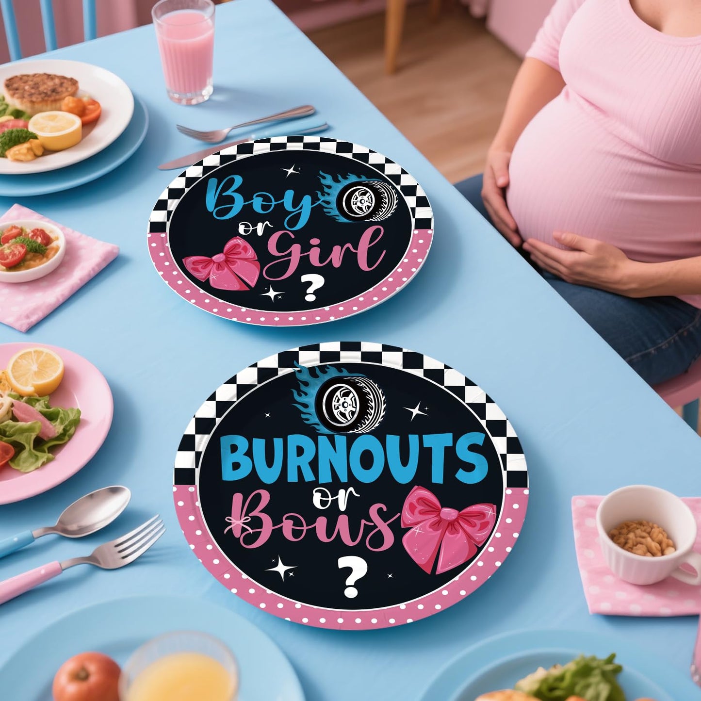 Cocomigo Burnouts or Bows Gender Reveal Decorations for 25 Guests,