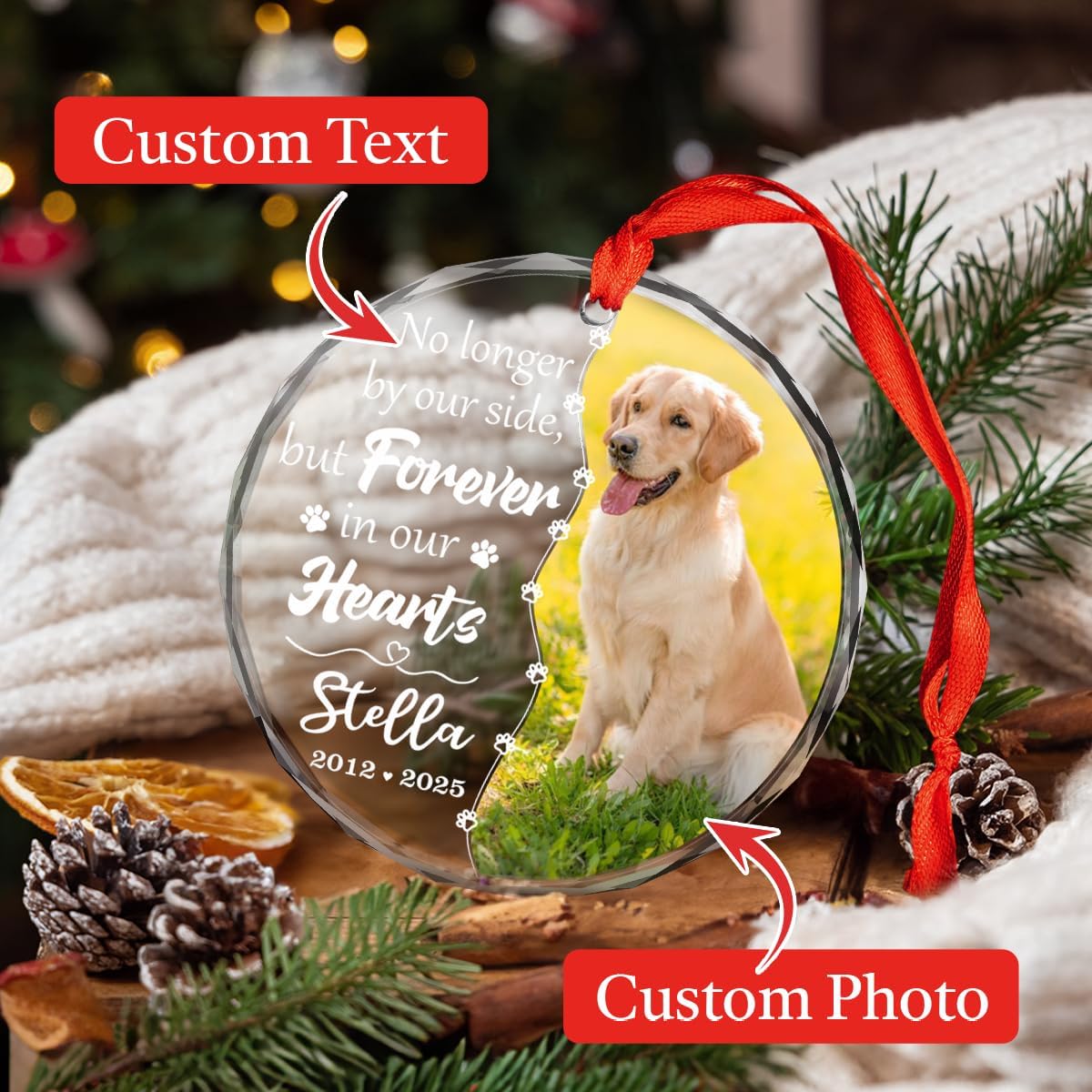 Personalized Dog Memorial Glass Ornaments, Pet Sympathy Gifts, Pet Remembrance Ornaments, Loss of Puppy Remembrance, Passing Away Gift, Dogs Lover Sympathy Gift 2025 (P2)