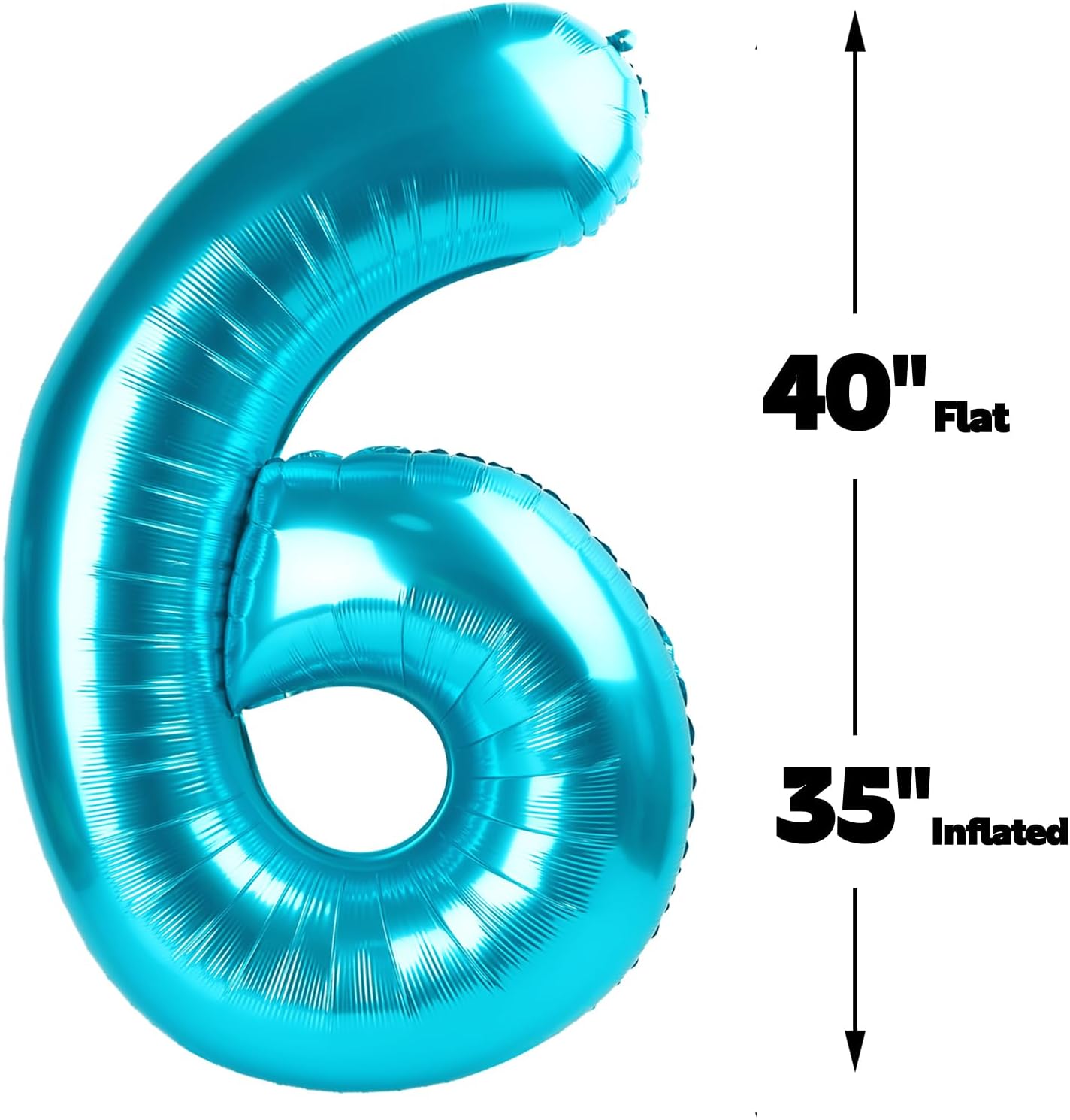 2026 Blue 40 Inch Mylar Foil Number 6 Balloon, Birthday Balloons for 6 16 Boy Girl Party Decorations Supplies,Blue Big Helium Balloon Numbers for 26 36 46 60 Men Women Anniversary