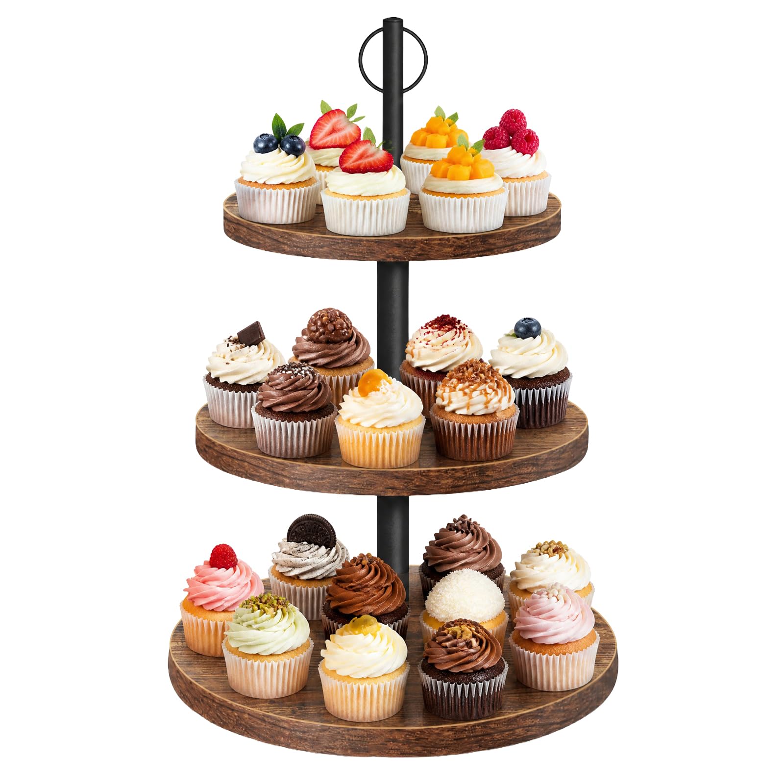 Cupcake Stand, 3 Tier Cupcake Stand Rustic Dessert Table Display Set