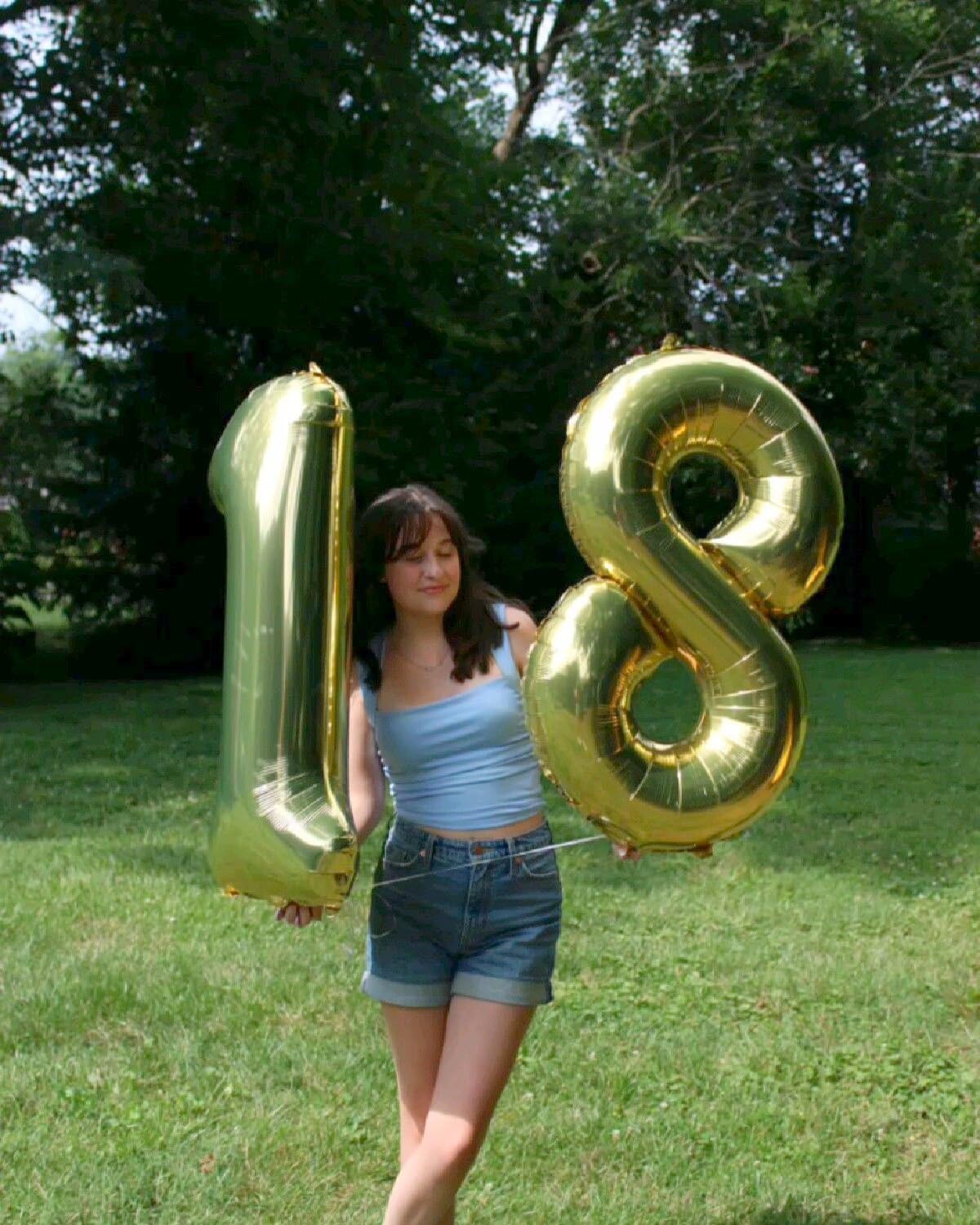 Helium Foil Light Gold Number 8 Balloon 40 Inch, Mylar Eight Numbers 8 18 28 38 48 58 80 88 Birthday Balloons, Champagne Gold Women Men Anniversary Graduations Party Supplies