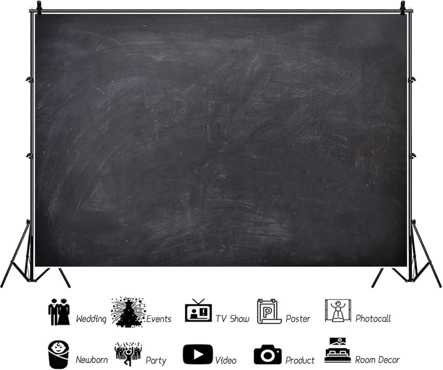 Renaiss 10x8ft Blank Blackboard Backdrop for Photoshoot Man Woman Portrait DIY Chalkboard Photography Background Back To School Banner School Season Photo Booth Props Wedding Teachers` Day Party Decor