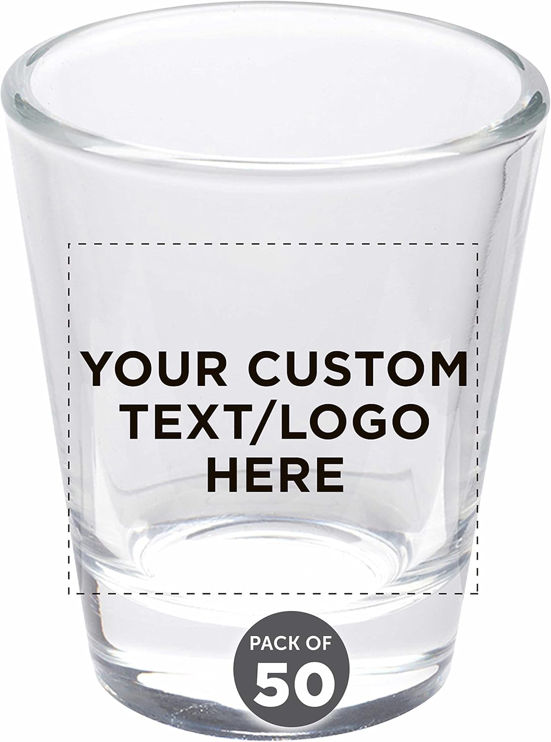 Custom Shot Glasses 1.75 oz. Set of 50, Personalized Bulk Pack - Great for Wedding Favors, Bachelorette Party Decorations, Party Fovors, Color Bottom - Clear