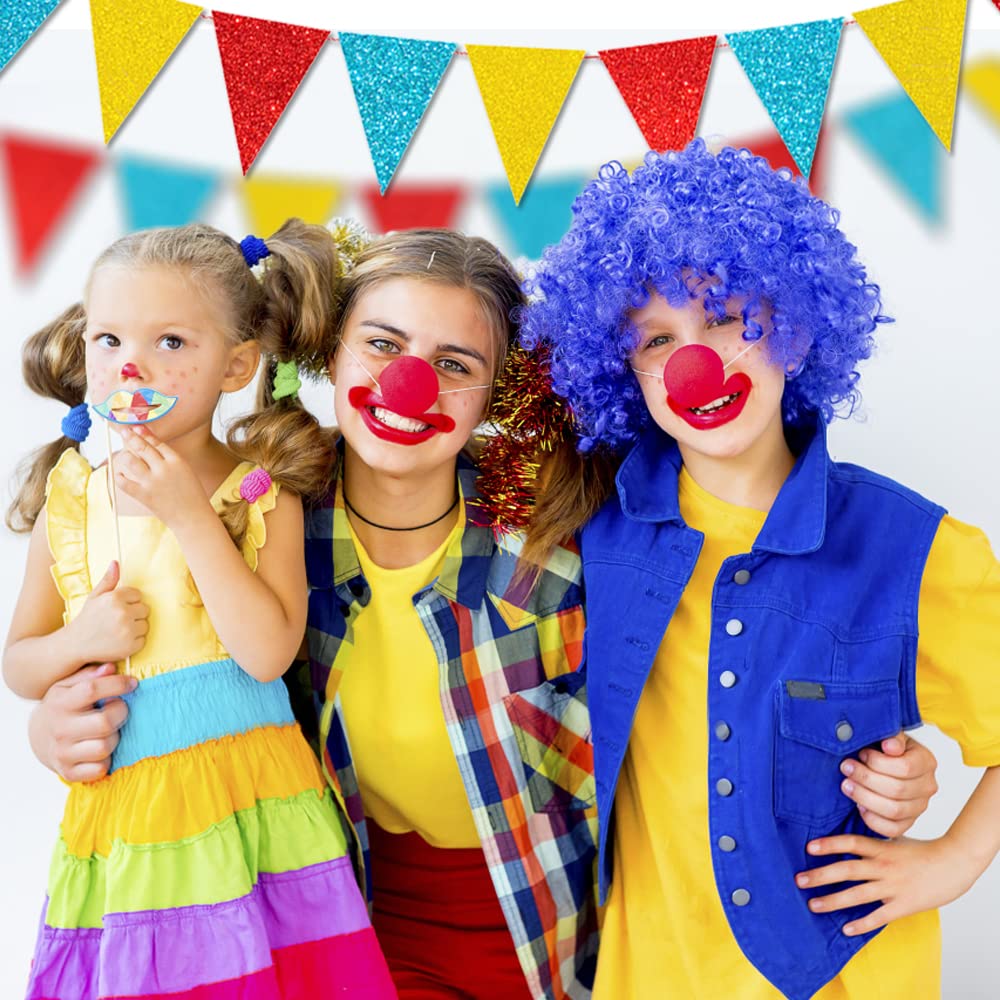 45 Pieces Colorful Pennant Flags - 49ft Carnival Theme Party Garland Banner Yellow Blue Red Glitter