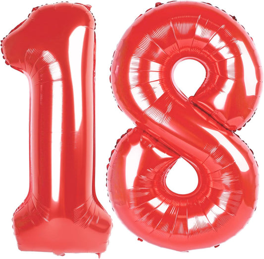 Red Number 18 Balloon 40 Inch Birthday Decorations, Number 18 Balloon Birthday Party Decoration, Anniversary Decorations Graduations Party Supplies
