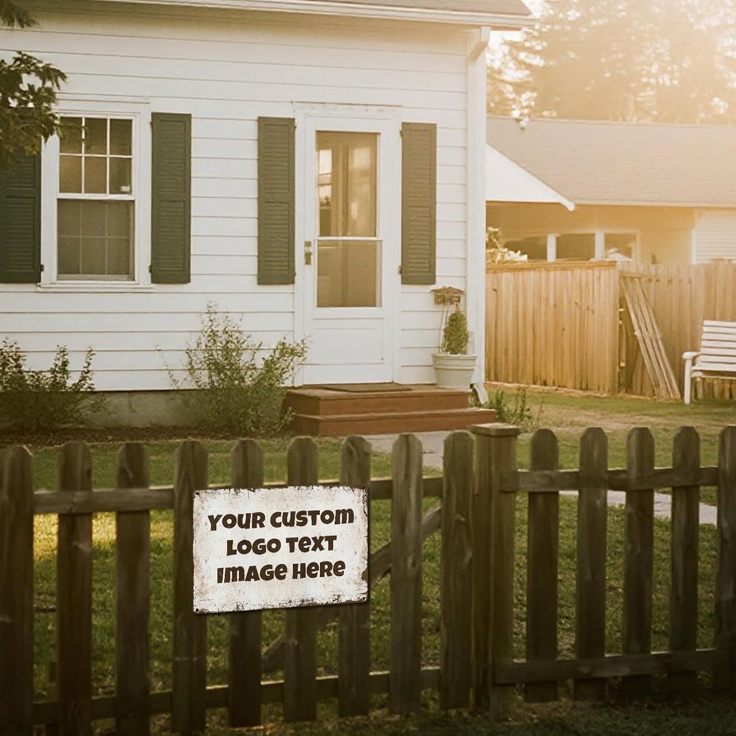 Personalized Metal Sign Custom with Photo Text Logo for Outdoor Yard Garden Home Business Wedding Wall Decor Street Sign Style (Horizontal)