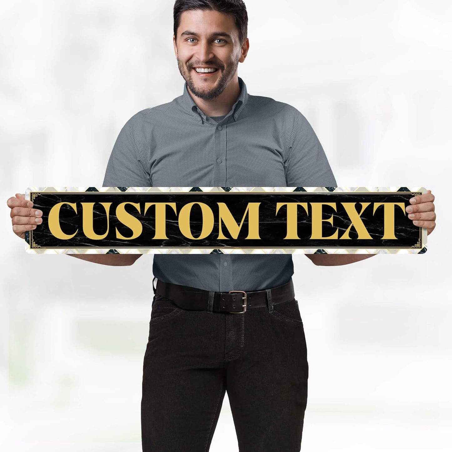 Custom Sign, Custom Street Sign, 11 Font Colors, 13 Font Styles, 4 Hole Options, 22 Sizes, 6x36 Inches, Rust Free DiBound, Fade Resistant, Made in USA by My Sign Center (Marble Tile)