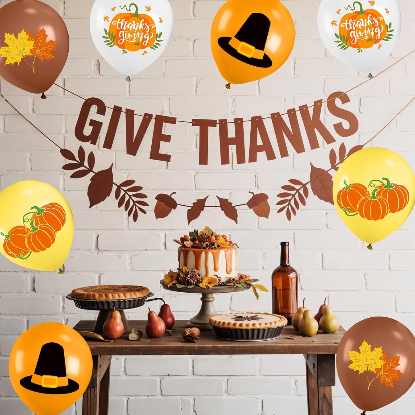 Thanksgiving Balloons, 12 Inch Orange Coffee Brown Yellow White Pumpkin Fall Maple Balloons for Boy Girl Thanksgiving Fall Birthday Autumn Party Decoration Pumpkin Baby Shower Anniversary Backdrop