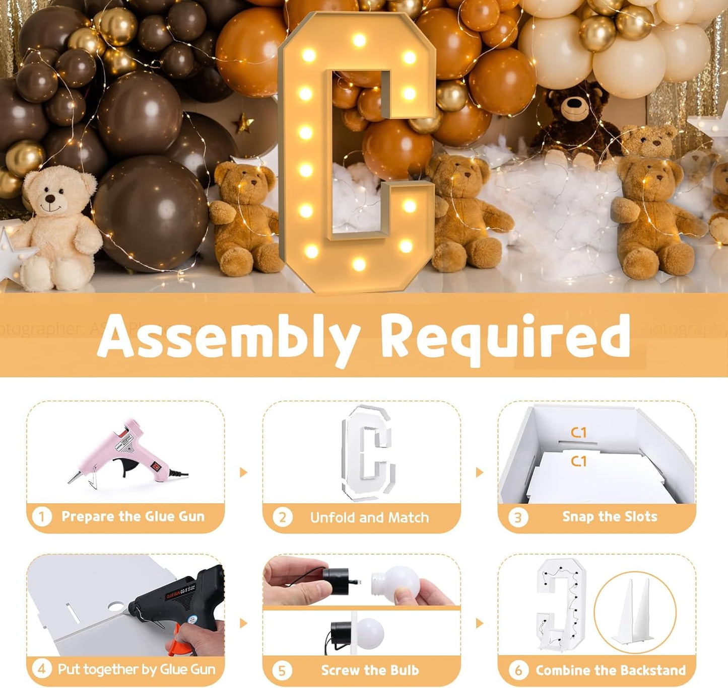 imprsv 4FT Marquee Light Up Letters for Birthday Party Decorations Large Marquee Letters for Wedding Event Bridal Shower Engagement Anniversarty Party Decor,Letter C