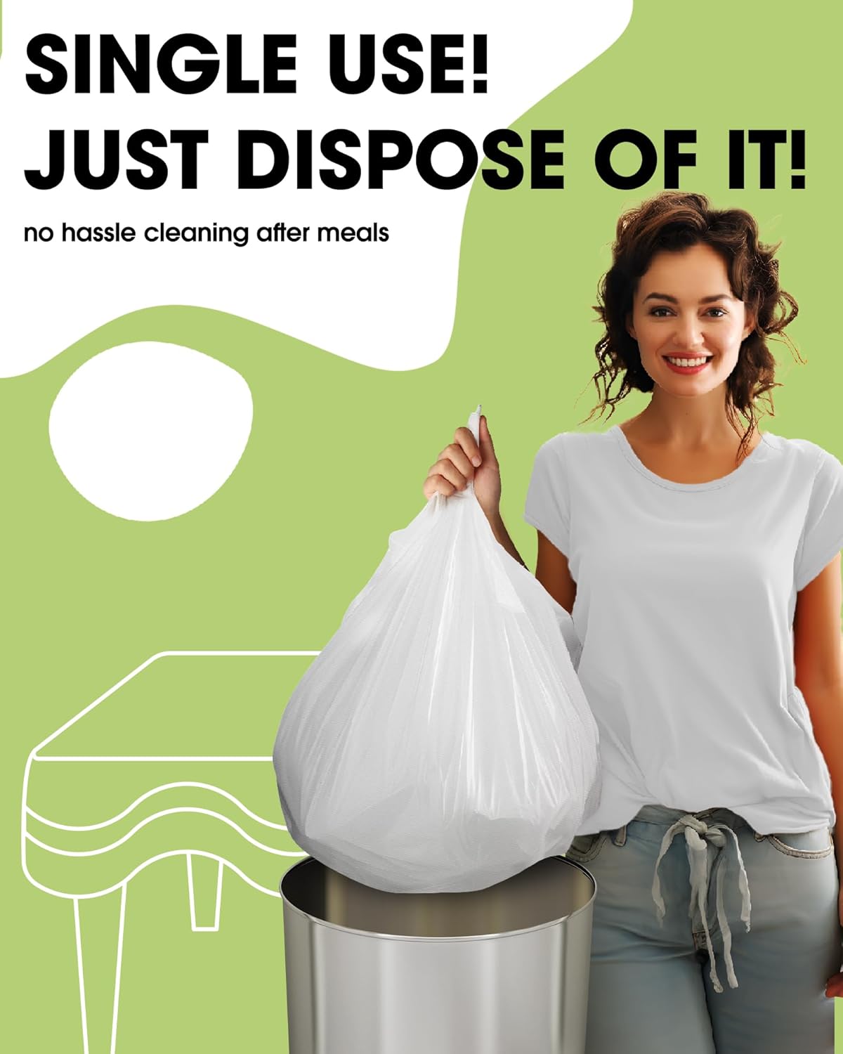 Pureegg Plastic Table Cloth Disposable 10 Pack, 84'' Round Table Cloths, Party, Picnic, Wedding, Decorative Tablecloths, Round, White Plastic Cover, Leakproof & Sturdy, White