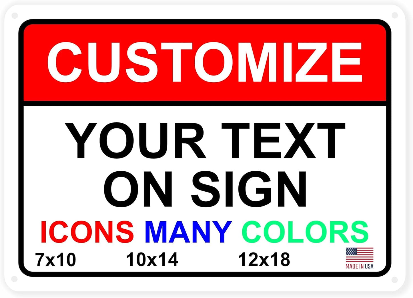 Custom Signs Outdoor Metal for Home Office Business, Personalized, Door, Porch, Delivery, Man Cave, Shop, Garage, Street. For Outside or Inside Use. Our Metal Signs Are UV Printed Solid Aluminum (14x10 inches, Header Box)