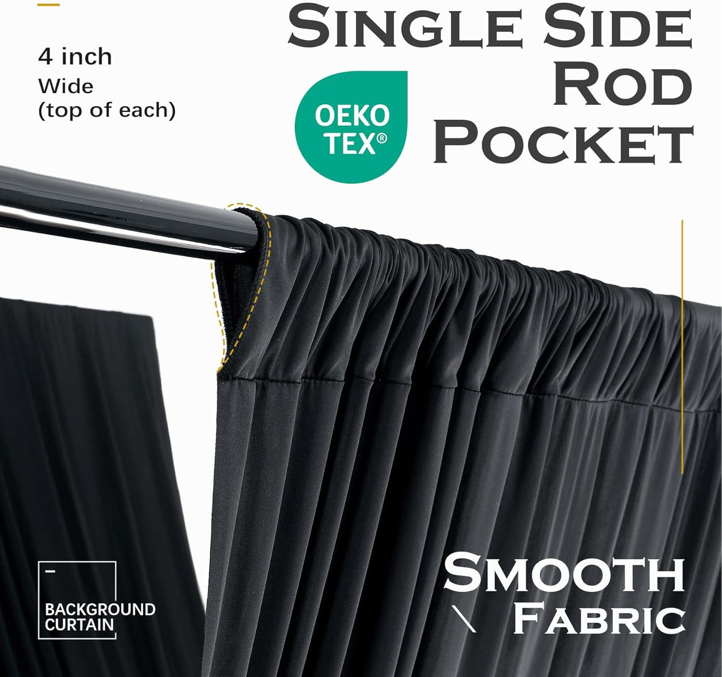 PartyVillage 10ftx40ft Black Ceiling Curtain for Halloween Parties – 2 Panels Wrinkle-Free 40 FT Long Tent Draping Curtains for Wedding, Birthday & Theme Parties, 40ft Height with Rod Pocket