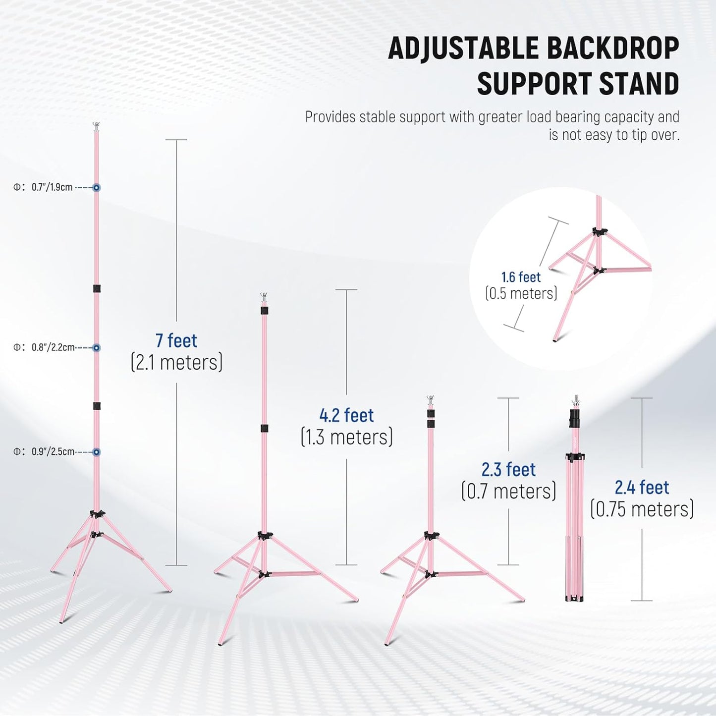 Neewer Photo Studio Backdrop Support System, 10ft/3m Wide 6.6ft/2m High Adjustable Background Stand with 4 Crossbars, 6 Backdrop Clamps, 2 Sandbags, and Bag for Portrait & Studio Photography-Pink