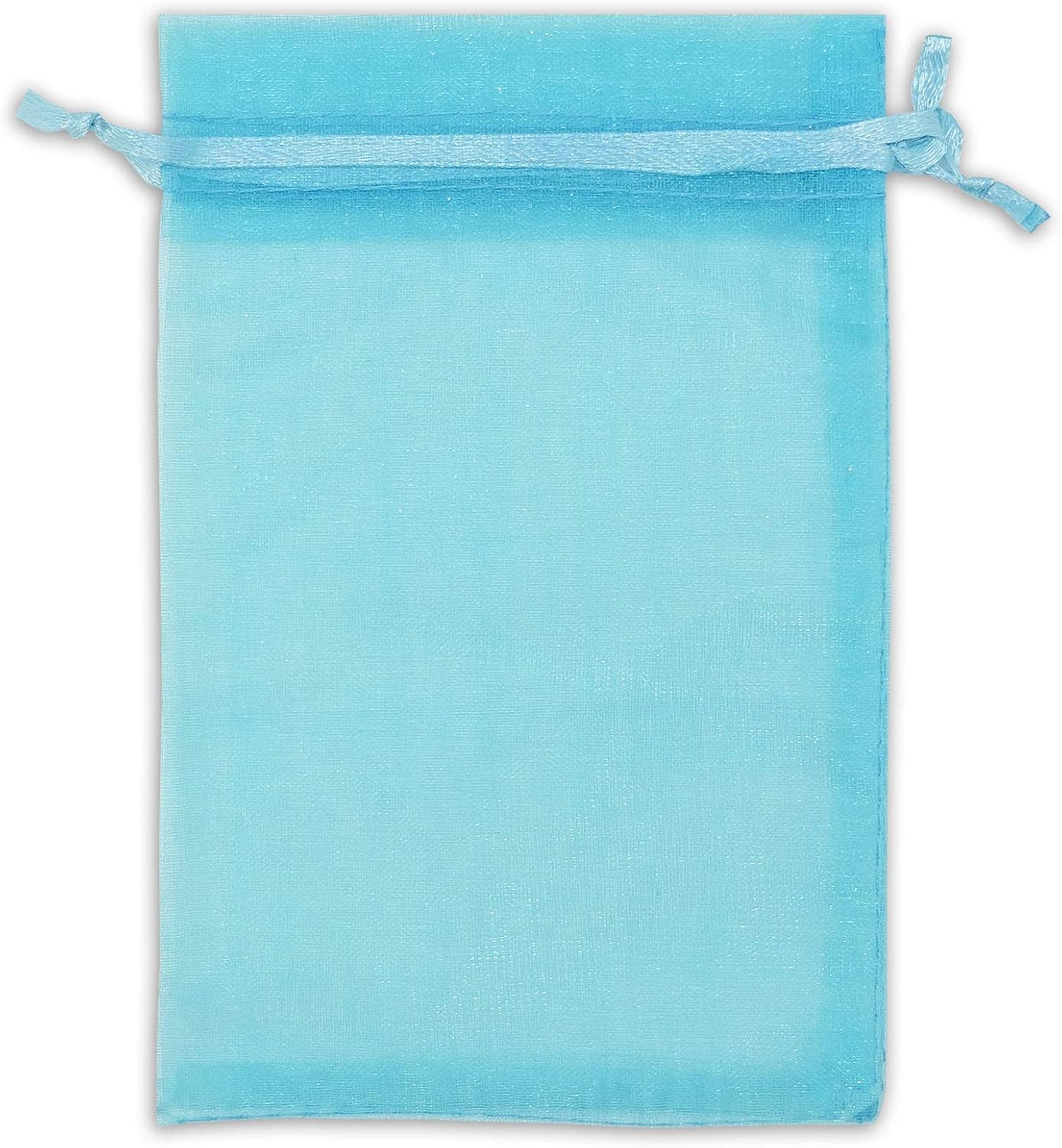 TheDisplayGuys 100-Pack 3x4 Turquoise Blue Sheer Organza Gift Bags with Drawstring, Jewelry Candy Treat Wedding Party Favors Mesh Pouch
