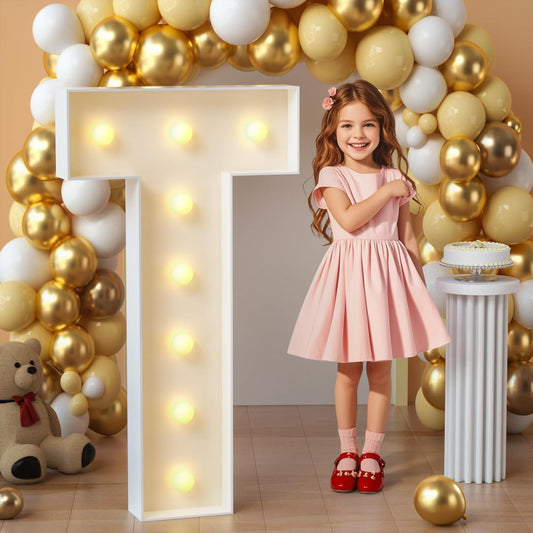 imprsv Marquee Light Up Letters, 3FT Mosaic Letters with Light for Baby Shower Graduation Party Decor, Large T for Engagement Wedding Party Decorations (Need to Assemble)