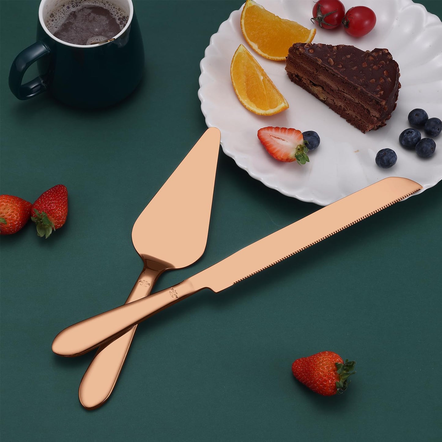 Wedding Cake Knife and Server Set, Integral Stainless Steel Longer Cake Cutter and Wider Pie