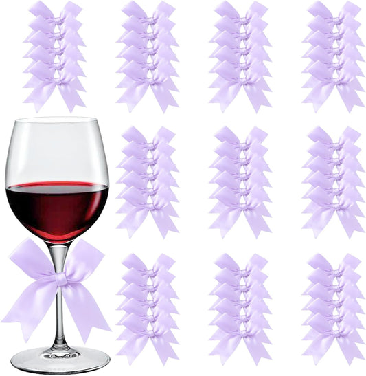 Feluwi Light purple Gift Wrap Bows (50 Pcs) - 3.3 Inch Elegant Plastic-Free Bows for Christmas Gifts, Birthday Presents, Wedding Friendly Party Supplies, Baby Shower, Gift Bags Decorative Accessories