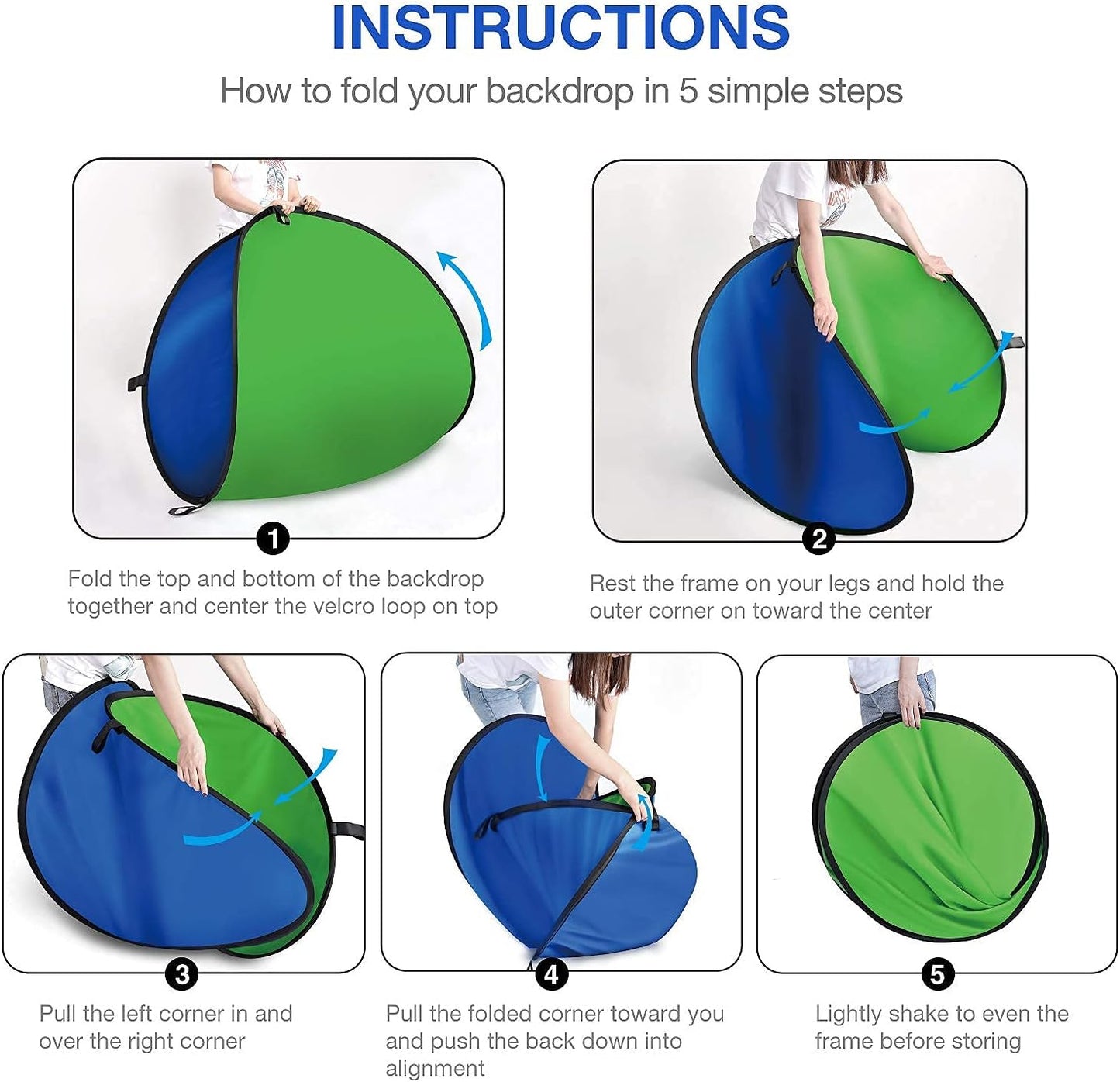 Yesker 5ft x 6.5ft Chromakey Backdrop, 2-in-1 Background Screen Green and Blue Screen, Foldable Backdrop for Photography, Gaming and Live Streaming