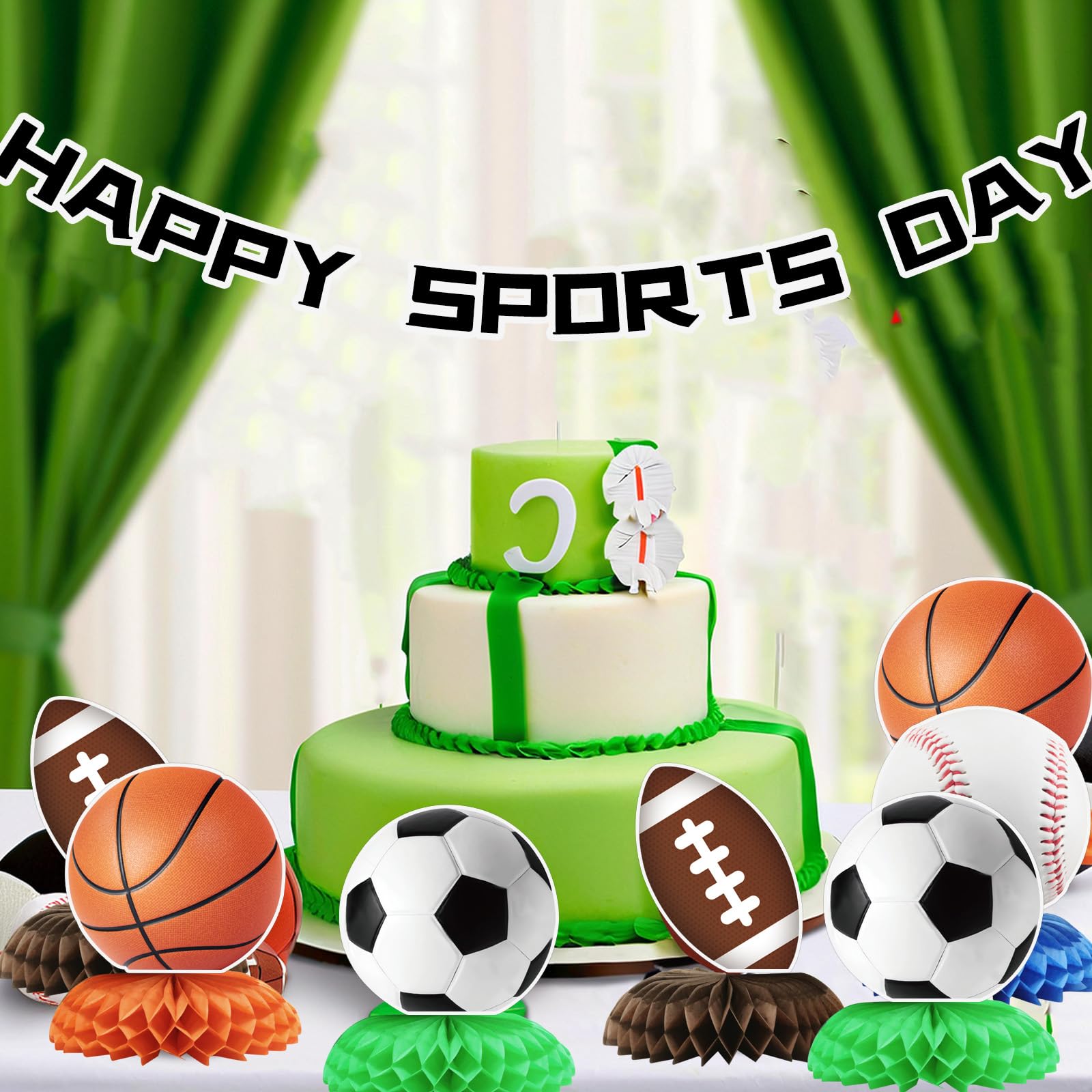 12Pcs Sports Birthday Party Decorations, Sports Theme Party Supplies Sports Party Decor, Sports
