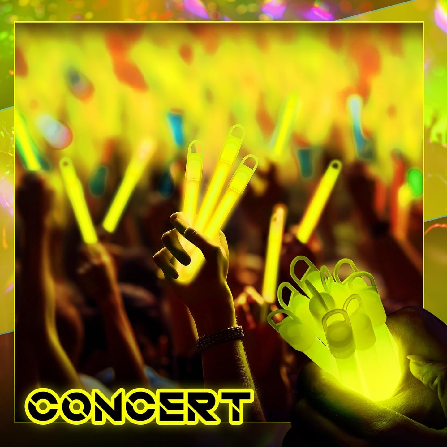 Lewtemi 4" or 6" 100 Pack Bright Glow Sticks Bulk, Glow in The Dark Party Supplies Birthday and Holidays Party Favors