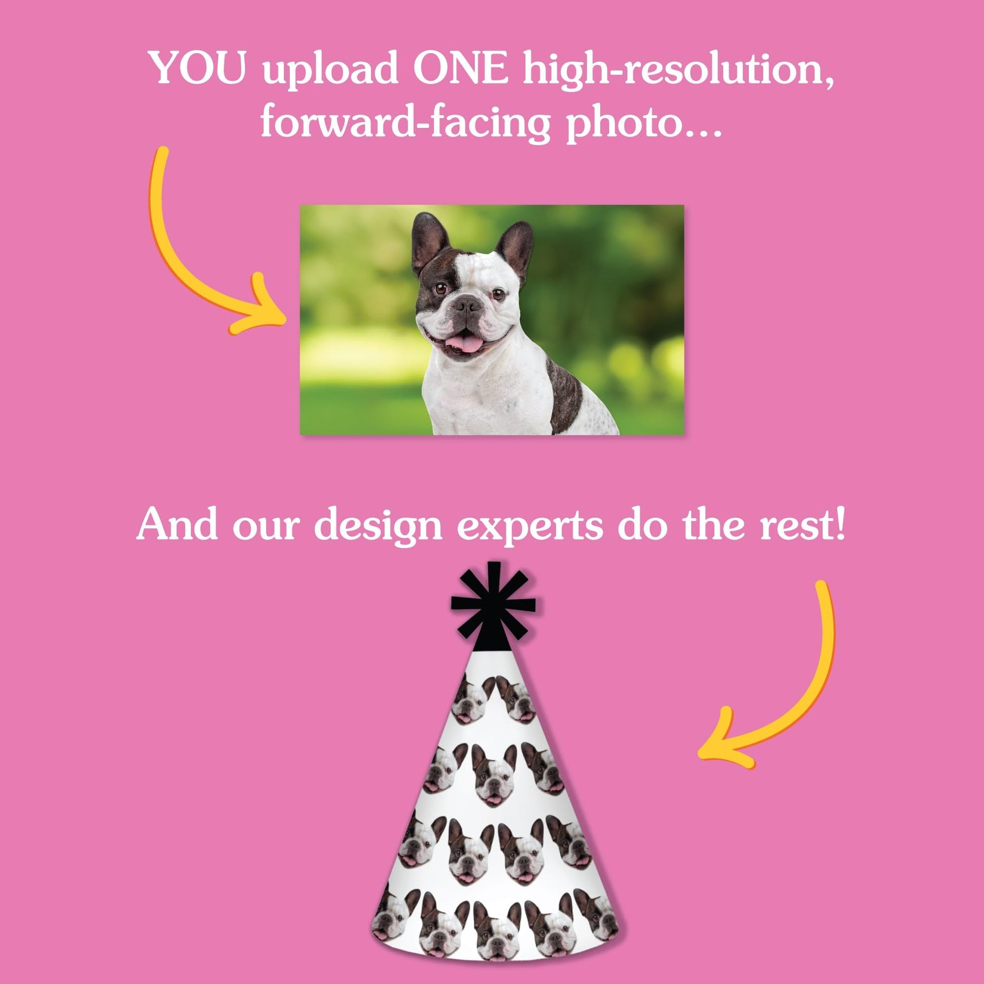 Big Dot of Happiness Custom Photo Fun Face Cone Hats, Personalized Face Cut Party Hats, Birthday
