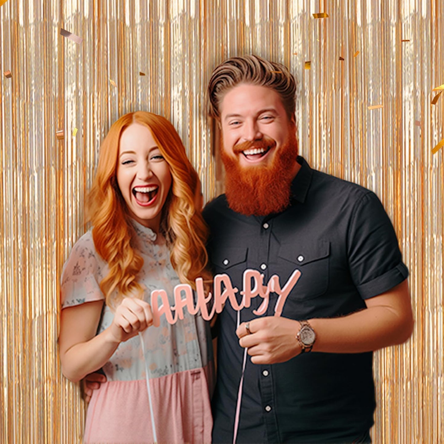 3 Pack Foil Fringe Backdrop - Laser Champagne Shiny Tinsel Curtains for Party Decoration/Photo Booth Props - 3.3x8.2 FT Metallic Foil Backdrop for Birthday, Wedding, Graduation, Christmas.