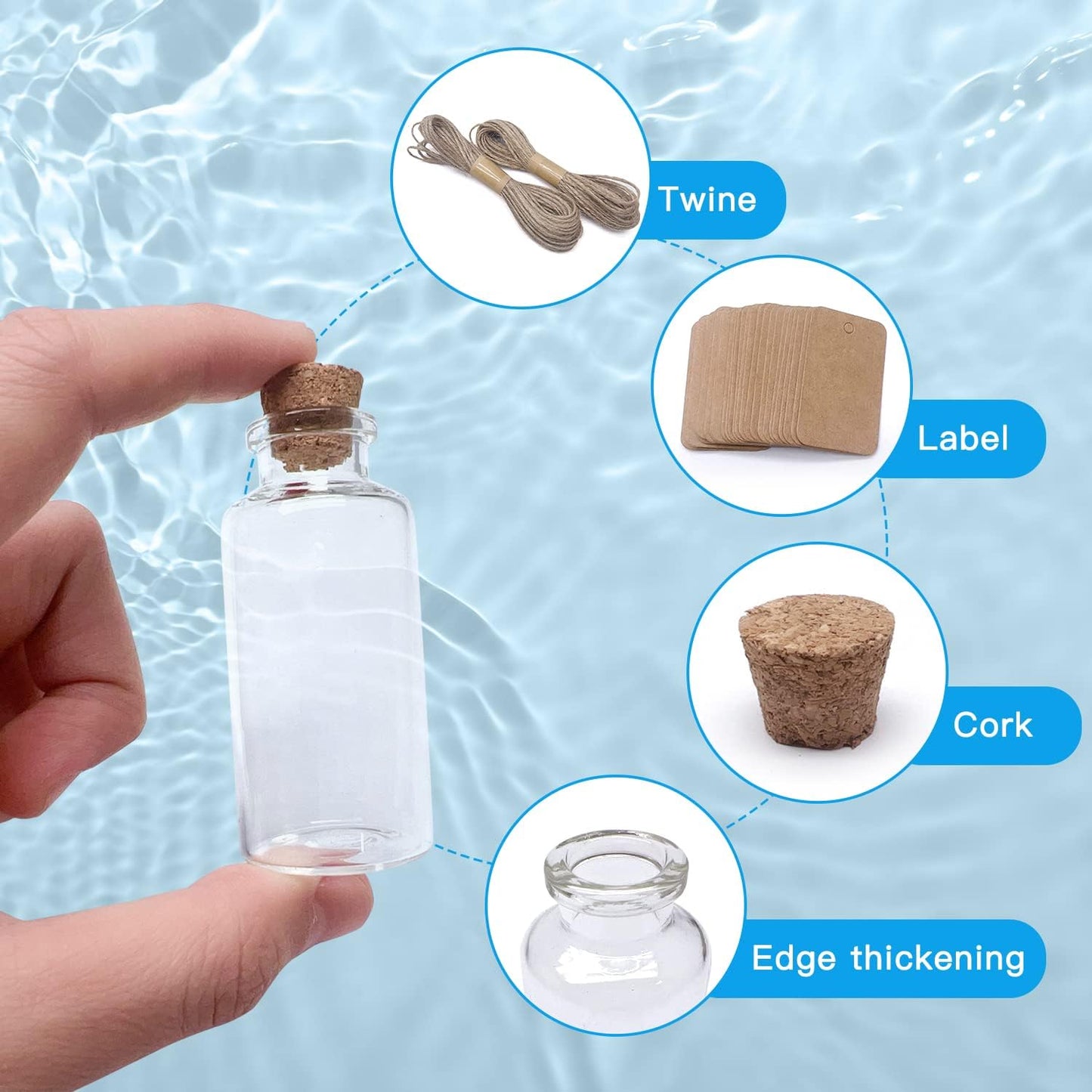 160 Pack 20 ML Glass Bottles with Cork Stoppers Mini Small Glass Bottles, for Wedding Favors, Crafts Home Decorations