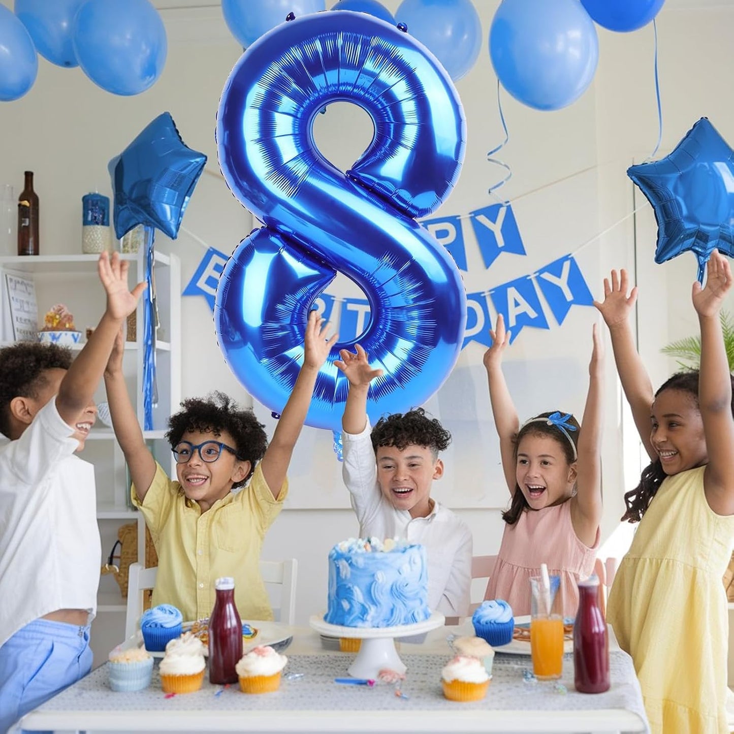 40 Inch Balloon Number 8 Navy Blue, Large Dark Royal Blue Foil Number 8 Balloons Set 0-9 for Men, Self Inflating Digital 8 Helium Balloons for Boys Birthday Anniversary Baby Shower Party Decorations