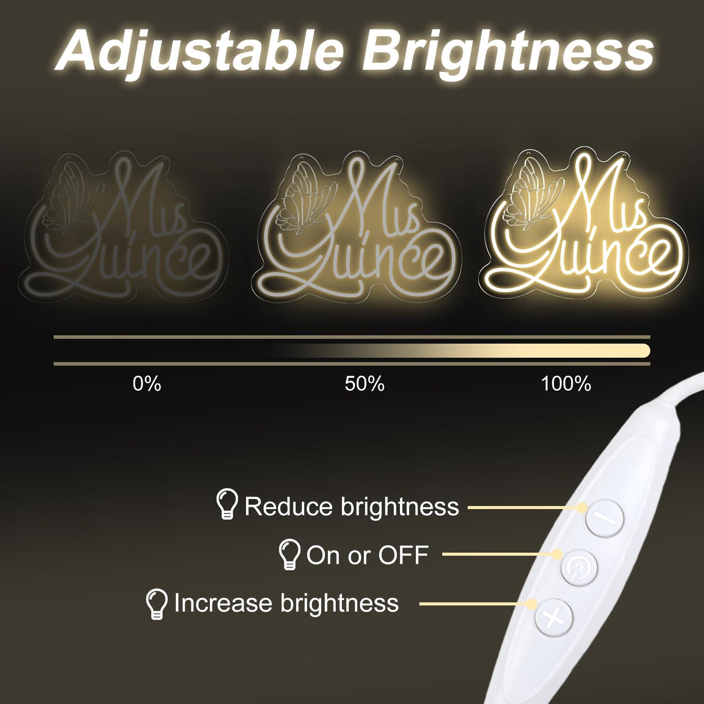 Mis Quince Neon Sign with Engraved Butterfly Design for Quinceanera Decor