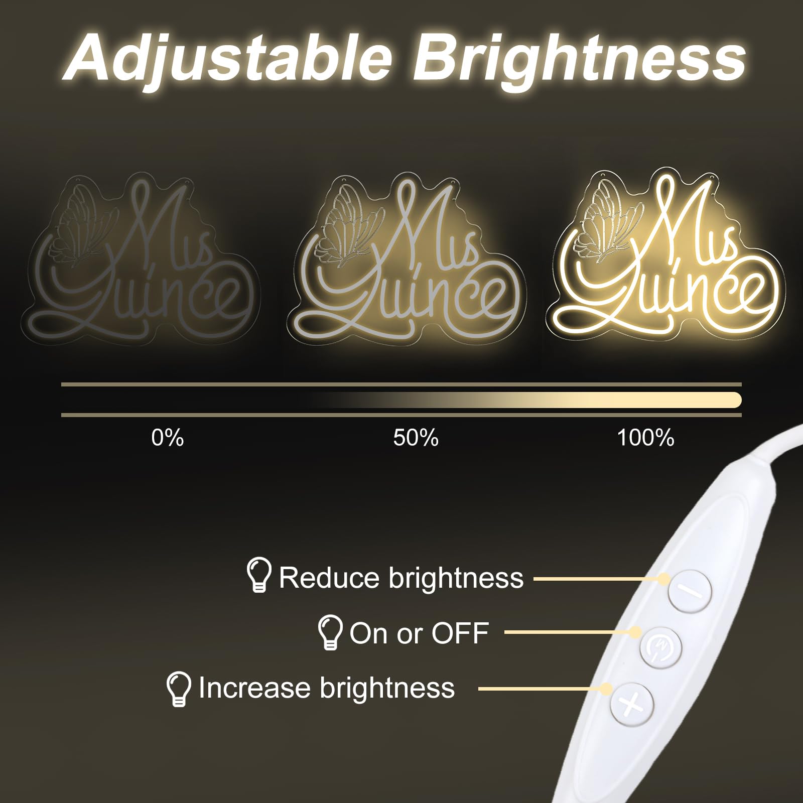 Mis Quince Neon Sign with Engraved Butterfly Design for Quinceanera Decor