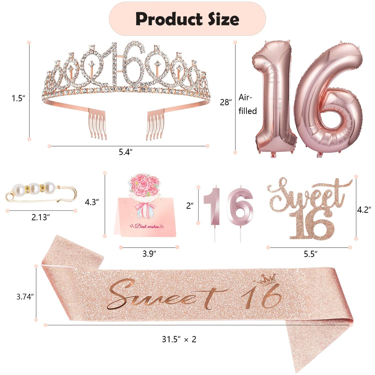 Awfrky Sweet 16 Birthday Party Decorations for Girls