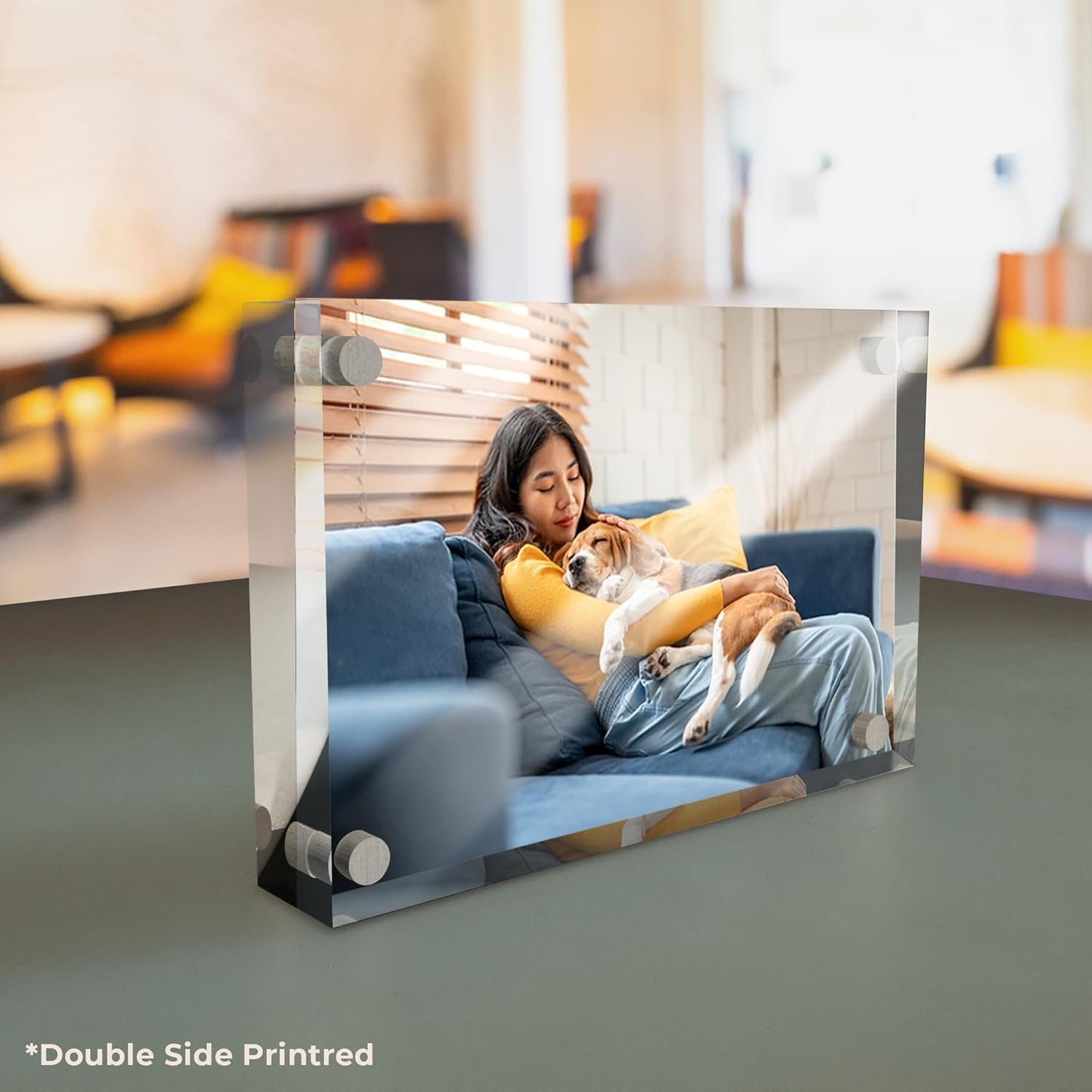 EGD Custom Double Sided Acrylic Photo Display | Romantic Photo Display for Couples, Family, Friends | 6x4 Clear Acrylic with Magnetic Corners | Personalized Double-Sided Printed for Office or Home Decor