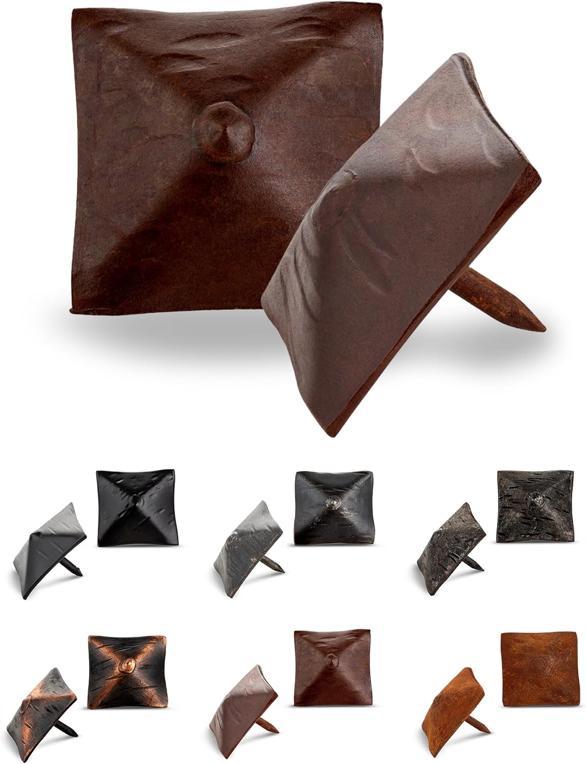 25 Pack 1.25" Square Head Iron Clavos Decorative Nails – Sealed Rusted – Handmade Rustic Square Fasteners for Farmhouse Shutters, Barn Doors, Shutters, and Gates – Ornamental Wood Accent