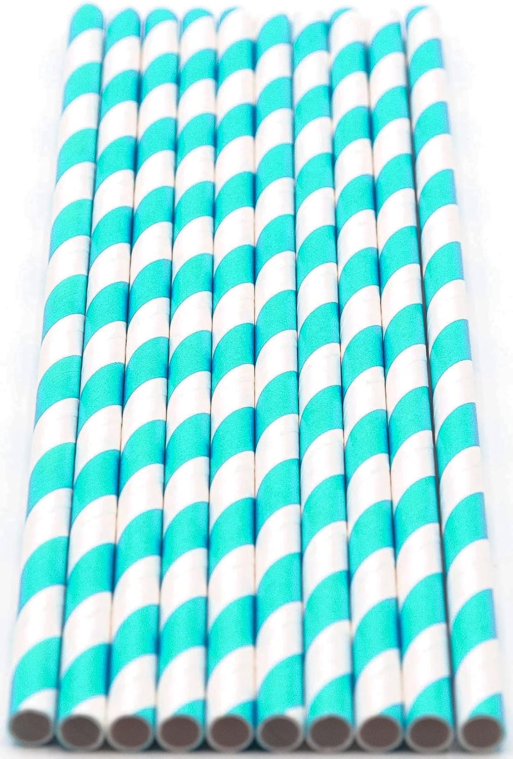 Pack of 900 Turquoise Swirls Biodegradable 4-Ply Paper Drinking Straws (Compostable, Non-toxic, BPA-free)