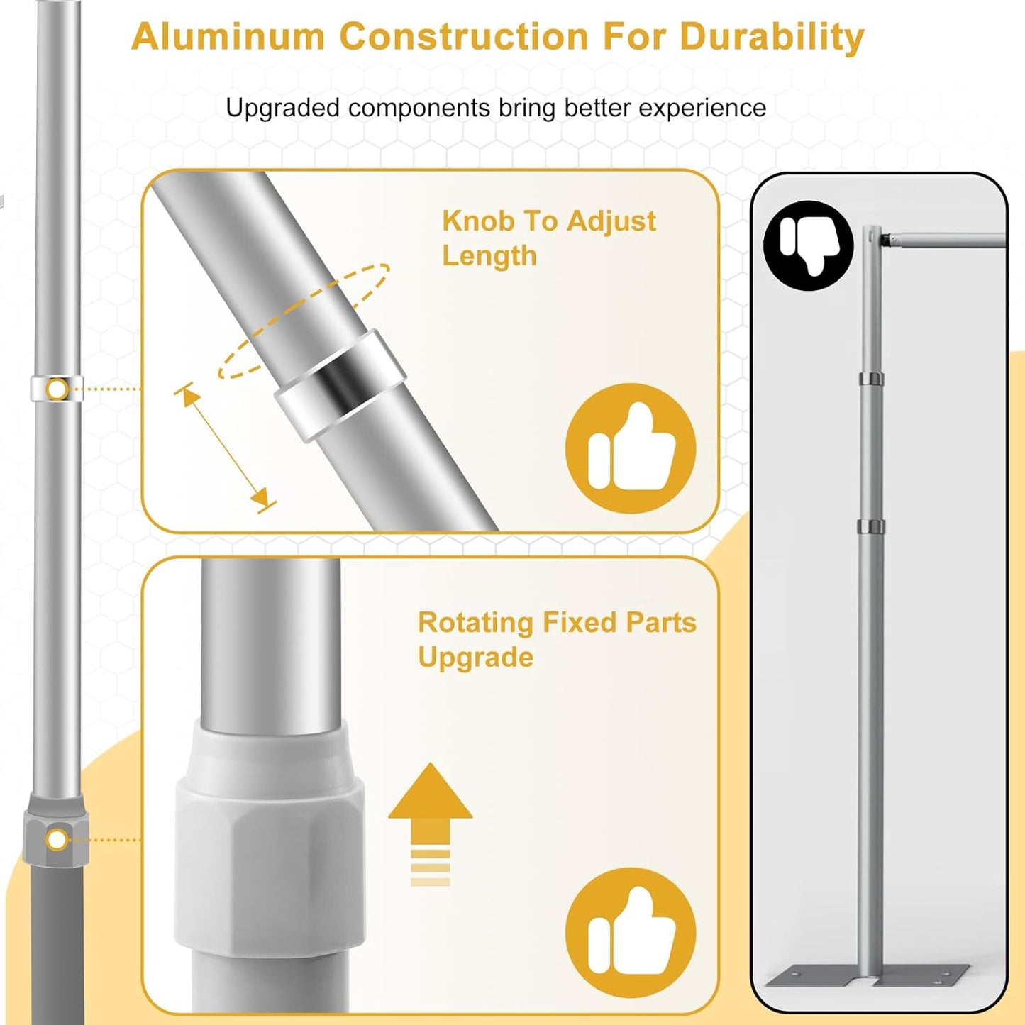 Jiang&Rong 10x10Ft Three Crossbar Backdrop Stand - Heavy Duty Adjustable Metal Frame with Drape Kit, Photographic Studio Backdrop Stand for Wedding, Birthday Party, Banquet Decorations, Events