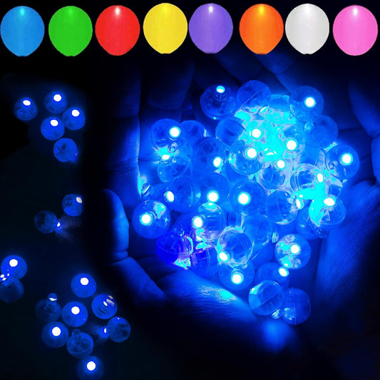 100pcs Blue LED Balloon Light, Round LED Ball Lamp Tiny Led Lighting Decoration for Indoor Outdoor Party Event Fun Wedding Festival Birthday Halloween Christmas Party Supplies