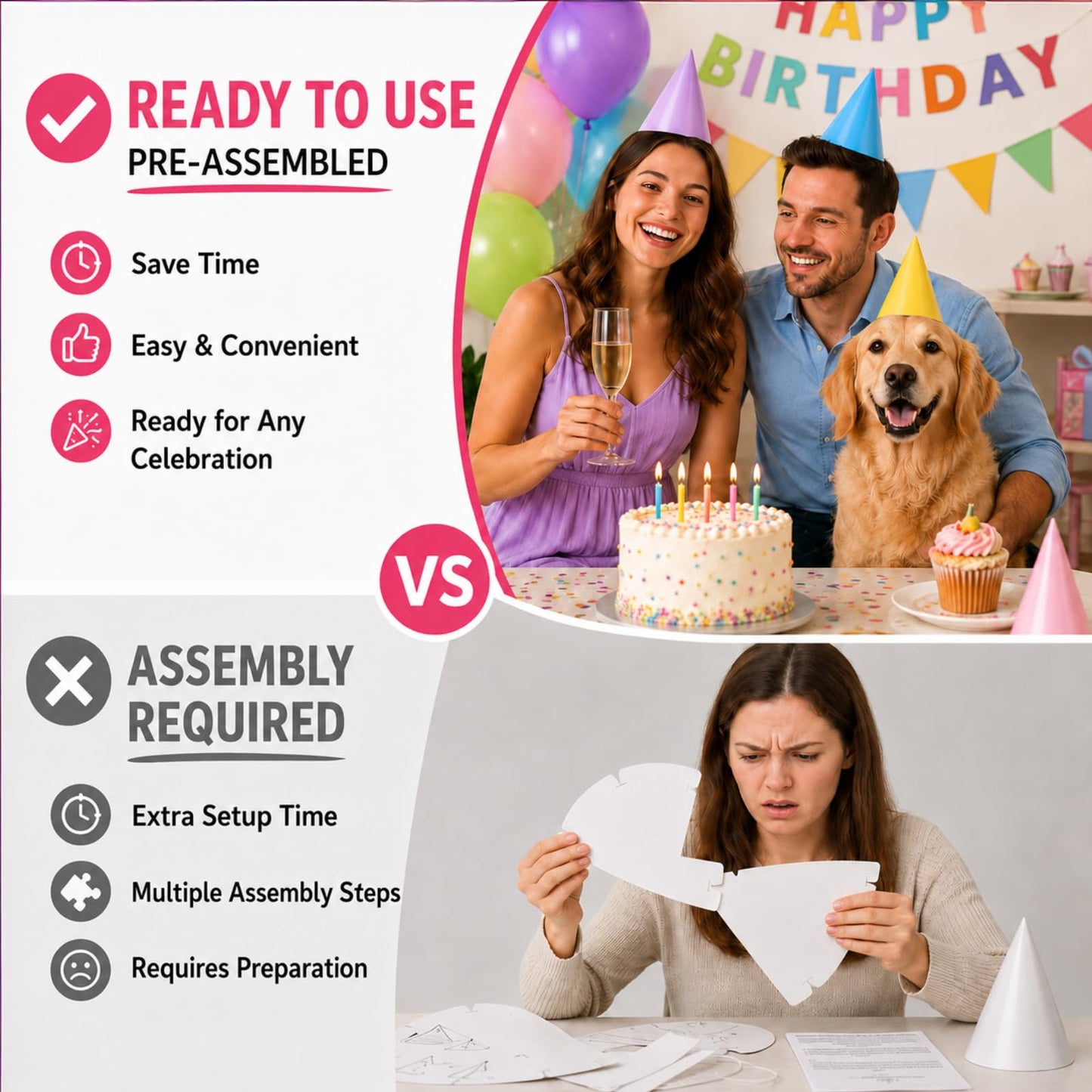 Fvumhlaoog 16PCS Pre-Assembled Party Hats for Kids|Birthday Hats for Adults
